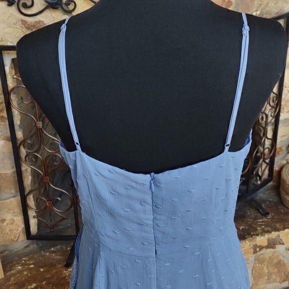 Keepsake Hideaway Blue Hydrangea Ruffled‎ Midi Dress Sz L - Picture 13 of 16